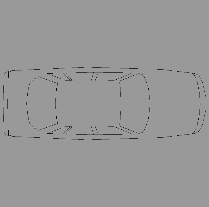 Bloque Autocad Vista de Coche Diseño 02 Bibliot. 2D-3D en Planta